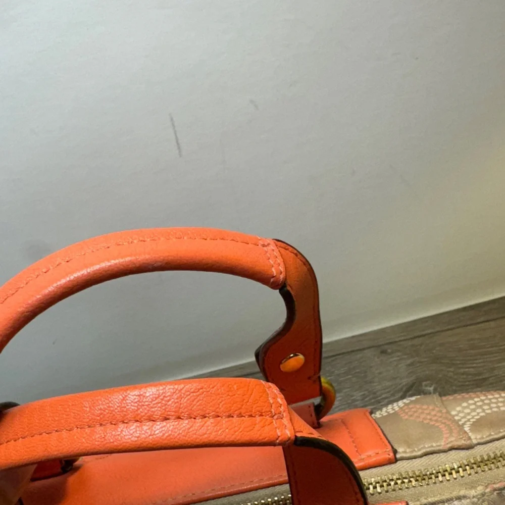 Coach Coral and Tan Satchel - Picture 4 of 14